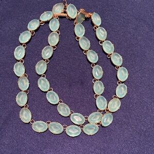 Talbots Elegant Aqua Glass Station Necklace - Women Jewelry